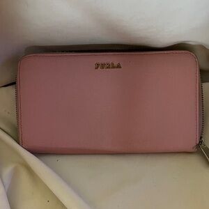 Furla Light Ballet Pink Zip-Around Wallet with multiple card slots